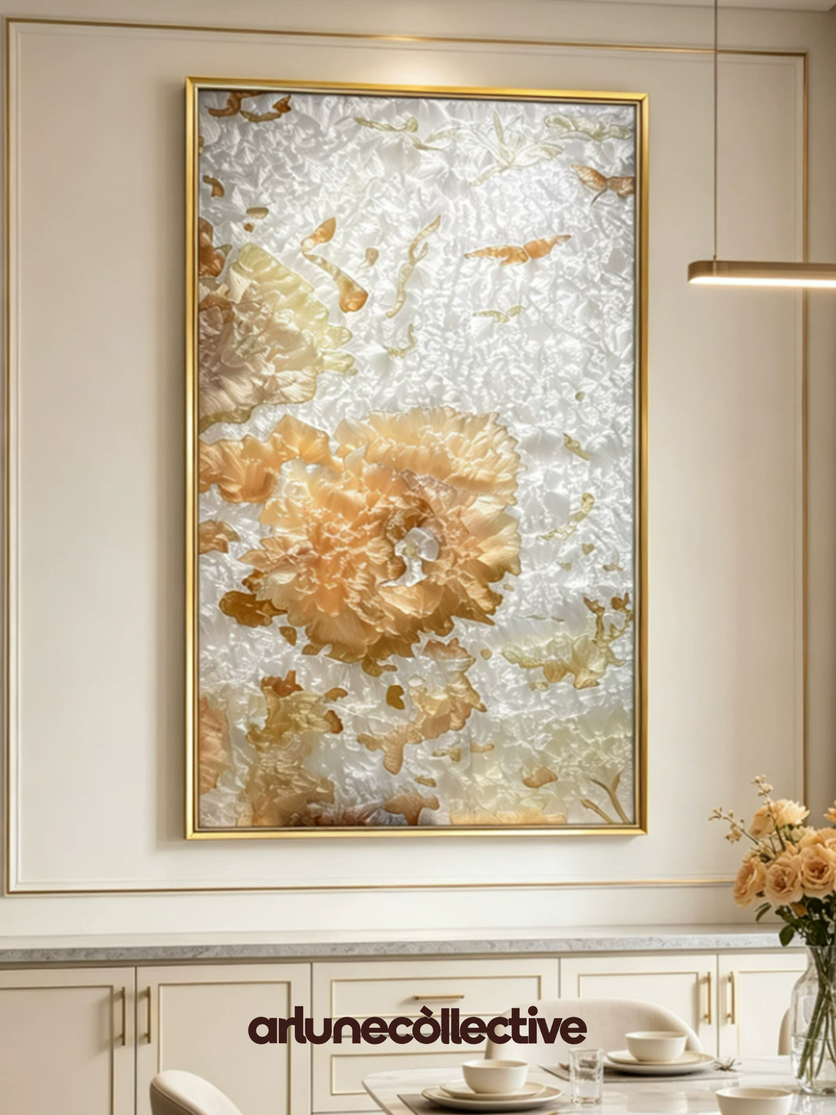 Golden Peony Prosperity Wall Art