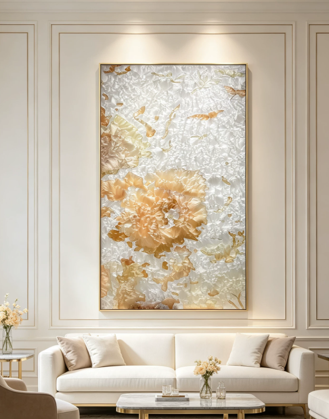 Golden Peony Prosperity Wall Art