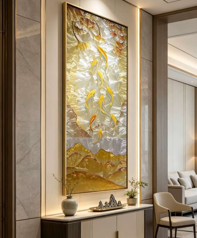 Nine Fish Golden Fortune Wall Art