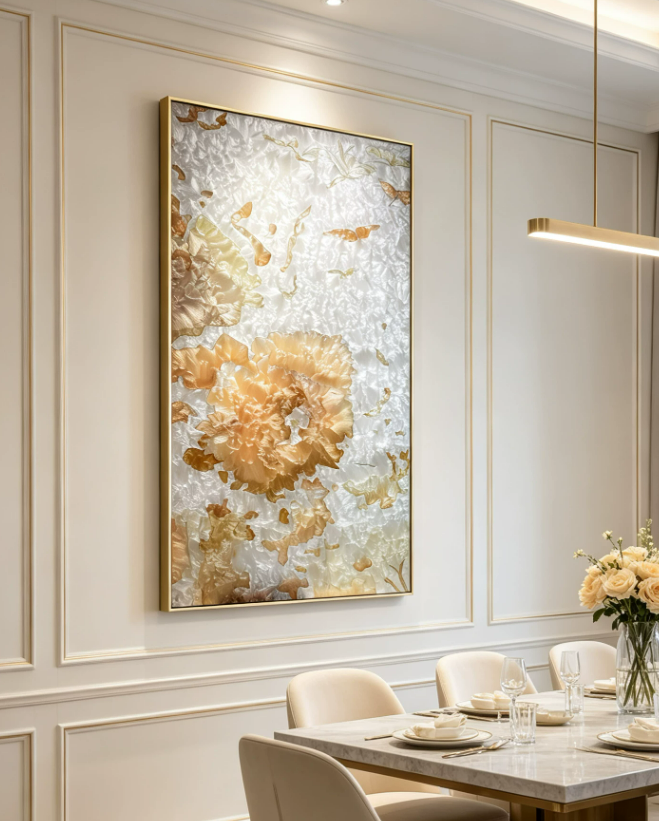 Golden Peony Prosperity Wall Art