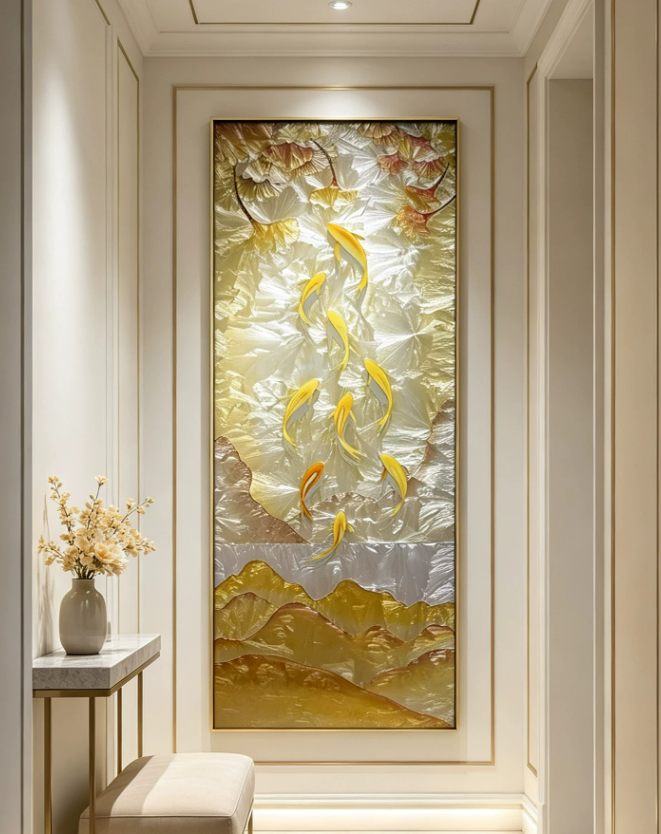 Nine Fish Golden Fortune Wall Art