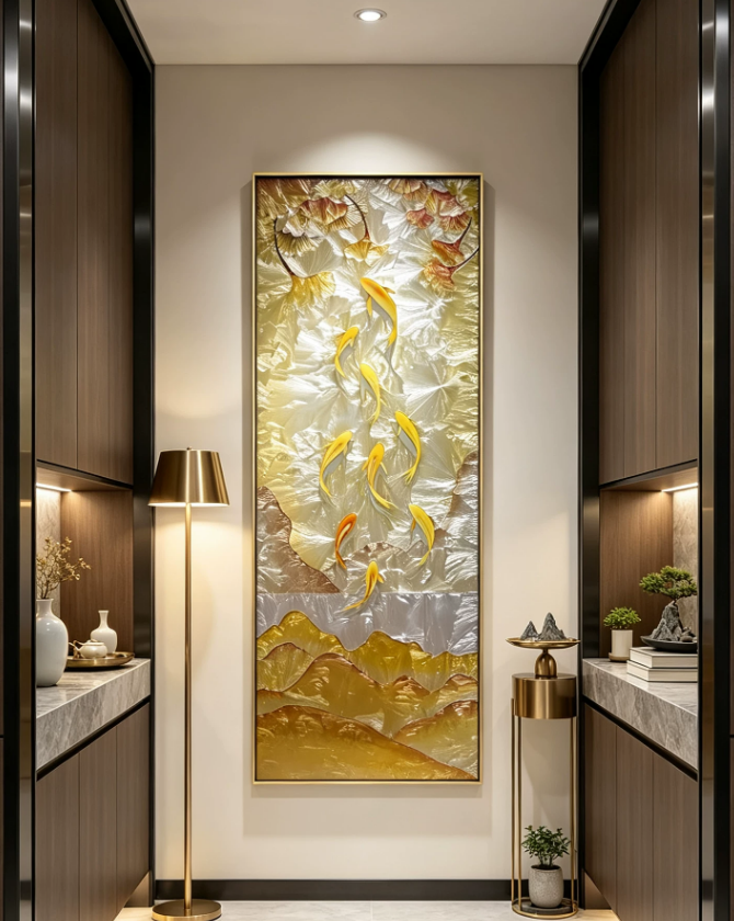 Nine Fish Golden Fortune Wall Art